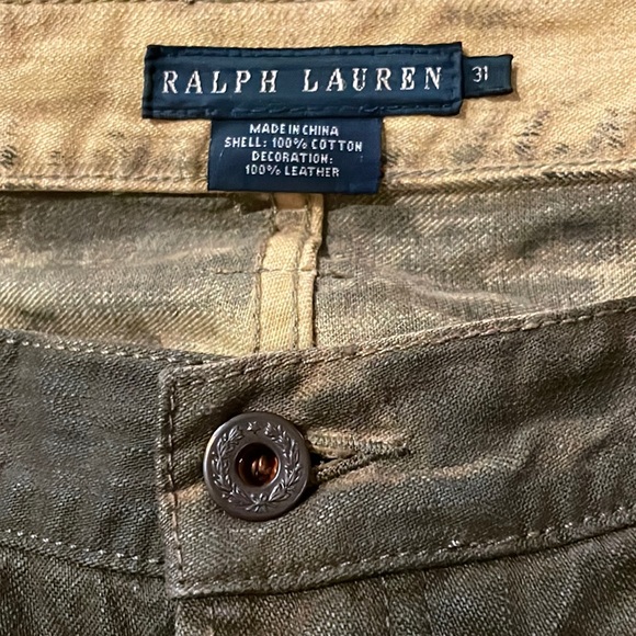 Ralph Lauren🐴 4 Button Fly|Leather Chaps|Olive Grn|Denim Equestrian Pants Sz 31 - Picture 15 of 15
